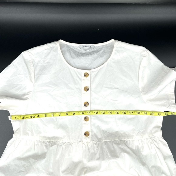 Madewell Button Front Short Sleeve Tiered Mini Dress White Size Large - Picture 9 of 9